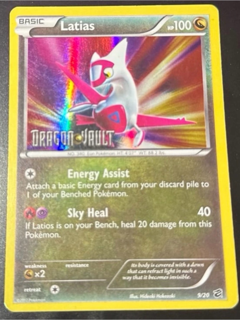 Latias Dragon Vault stamped 9/20 Promo Blister 2012 cards released HoloFoil